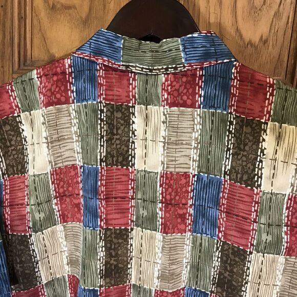 Alfred Dunner Women's 14 Multicolor Blouse Short Sleeve Button-Up Crepe Top - Picture 6 of 8